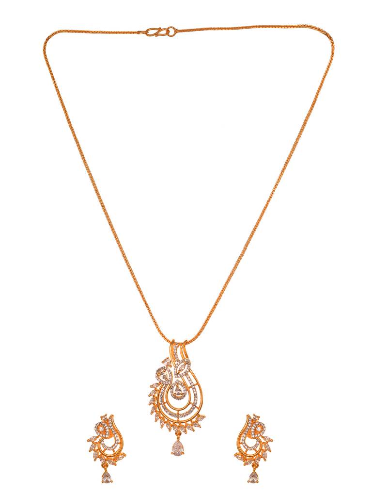 Gold Toned Ad Studded Designer Locket Jewellery Set : SJLK1929