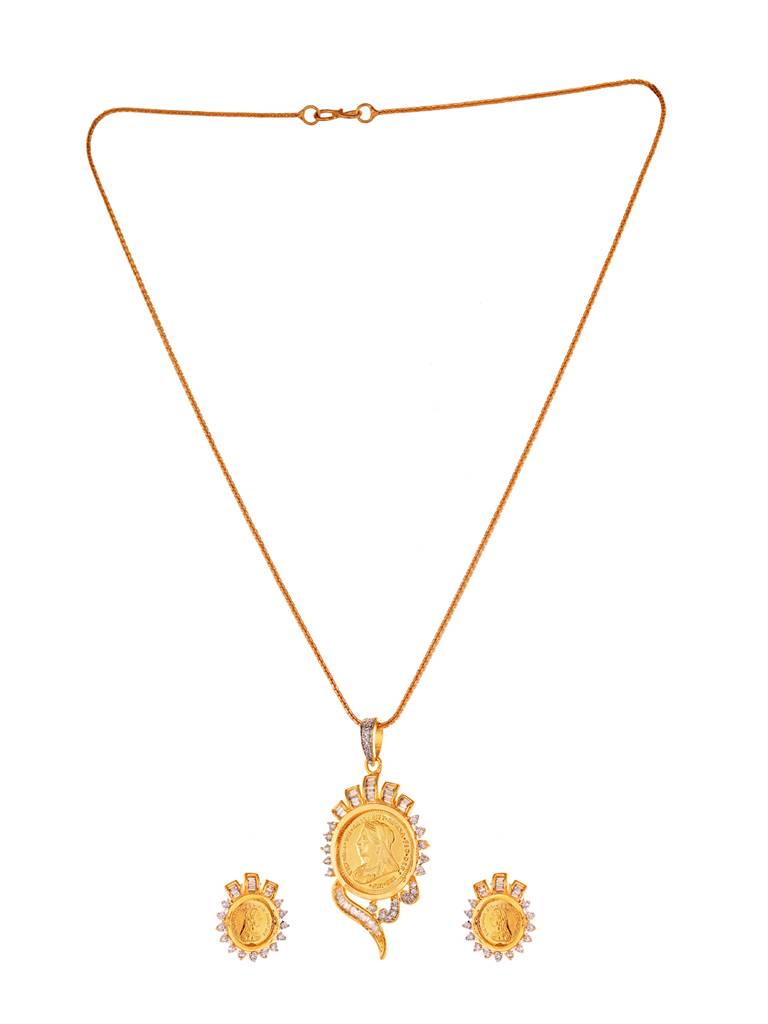 Gold Plated Ad Ginni Designer Locket Jewellery Set : SJLK1931
