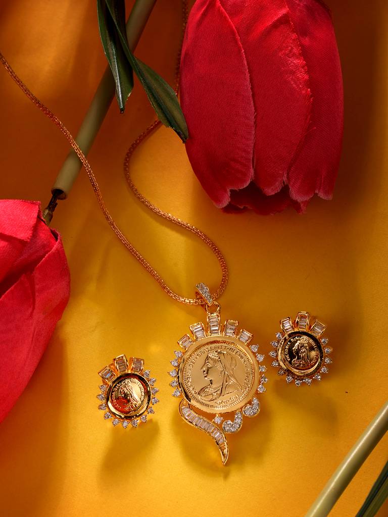 Gold Plated Ad Ginni Designer Locket Jewellery Set : SJLK1931