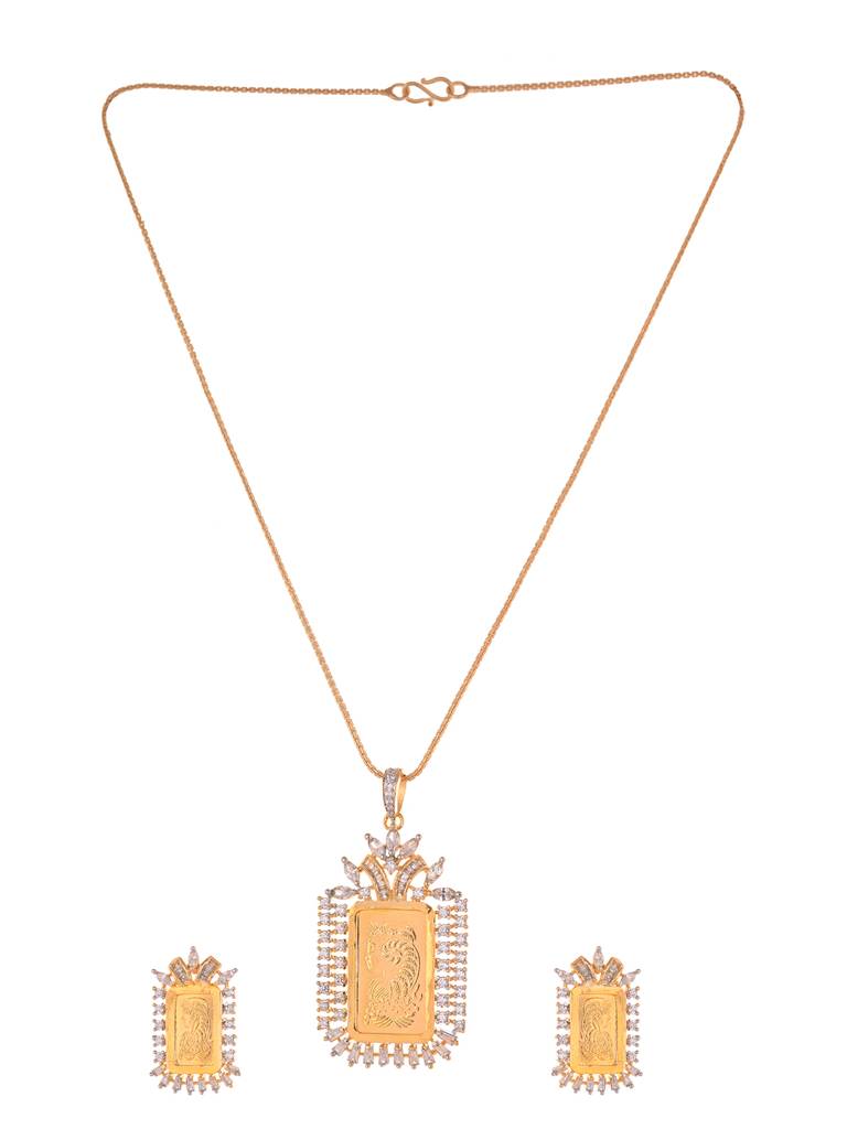 Gold Toned Ad Rectangular Ginni Locket Jewellery Set : SJLK1932