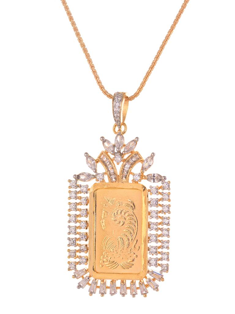 Gold Toned Ad Rectangular Ginni Locket Jewellery Set : SJLK1932