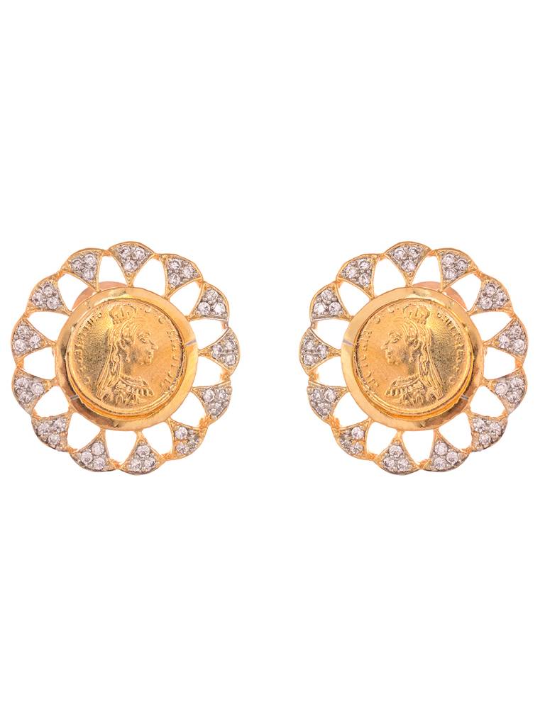 Gold Toned Ad Round Ginni Statement Locket Jewellery Set : SJLK1933