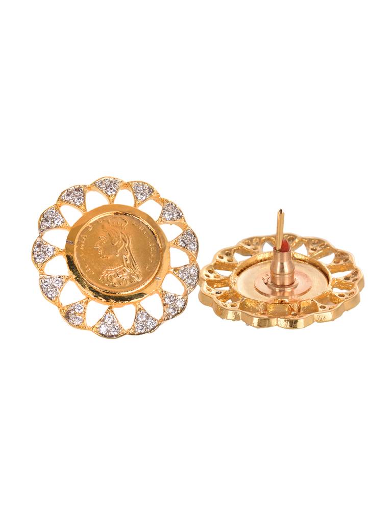 Gold Toned Ad Round Ginni Statement Locket Jewellery Set : SJLK1933