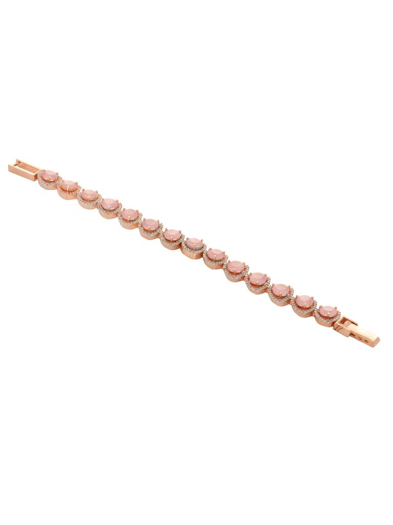 Rose Gold Toned Pink Ad Statement Wrap Around Bracelet : SJBR1935