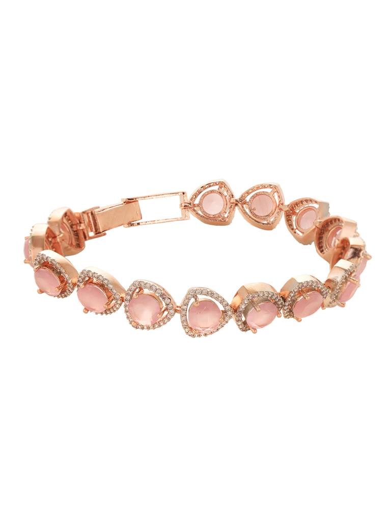 Rose Gold Toned Pink Ad Statement Wrap Around Bracelet : SJBR1935