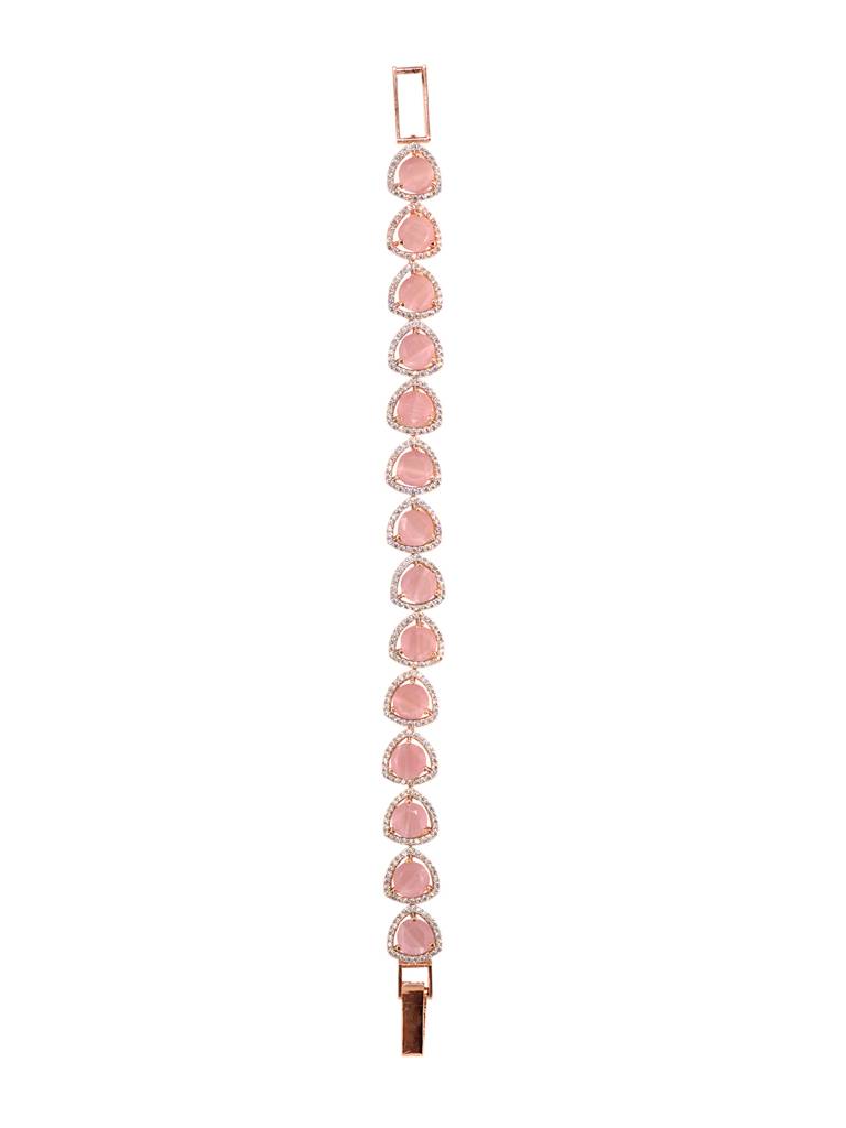 Rose Gold Toned Pink Ad Statement Wrap Around Bracelet : SJBR1935