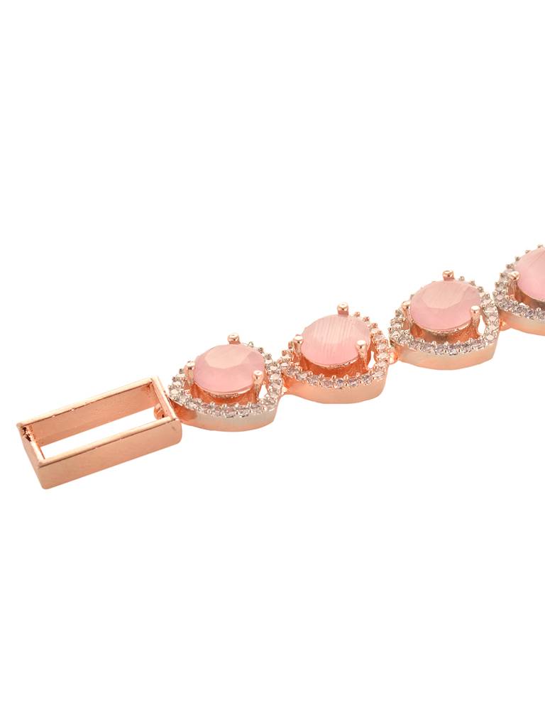 Rose Gold Toned Pink Ad Statement Wrap Around Bracelet : SJBR1935