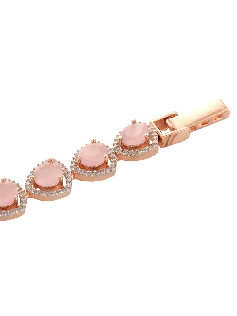 Rose Gold Toned Pink Ad Statement Wrap Around Bracelet : SJBR1935