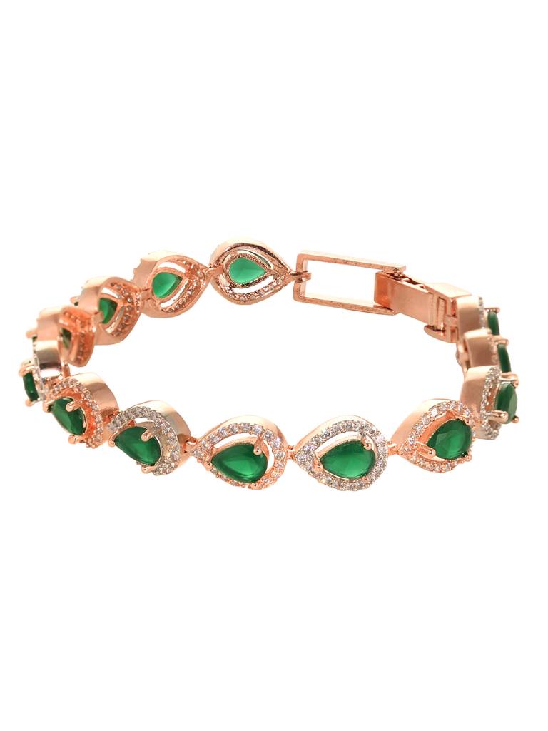 Rose Gold Plated Blue Ad Studded Wraparound Tennis Bracelet : SJBR1936