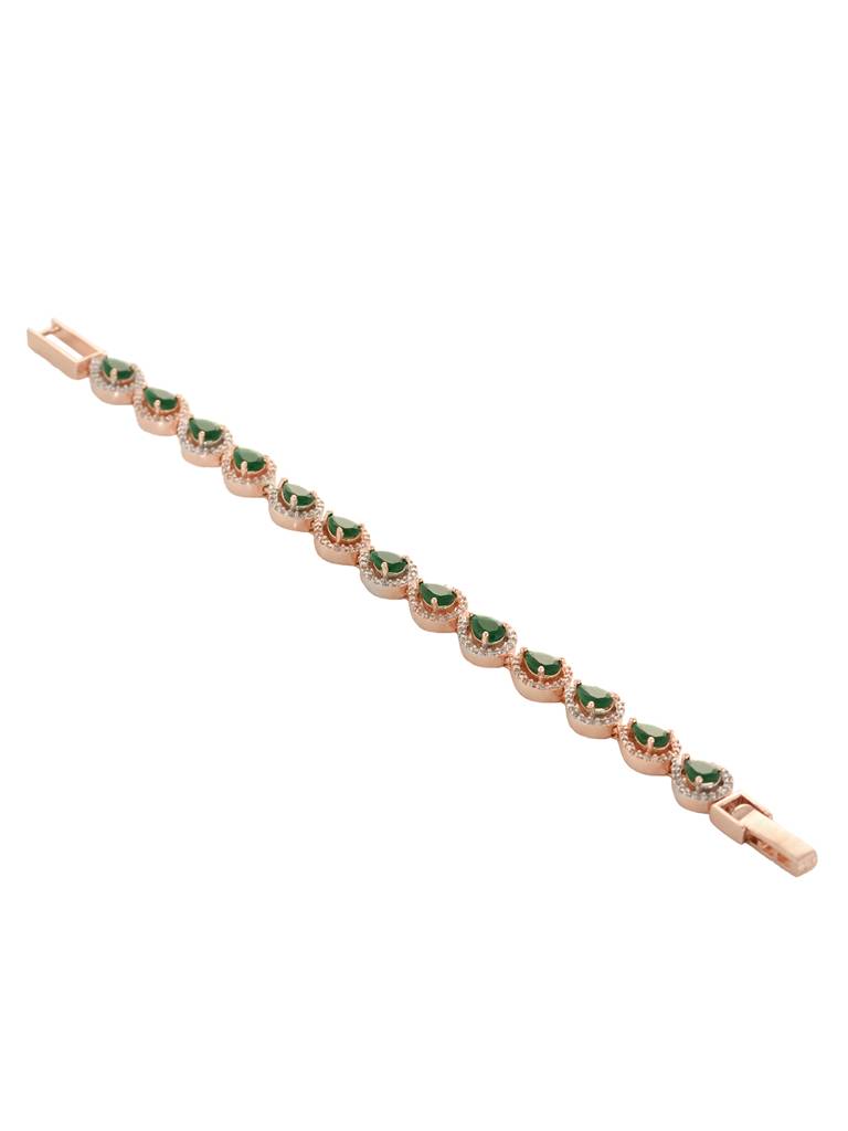 Rose Gold Plated Blue Ad Studded Wraparound Tennis Bracelet : SJBR1936