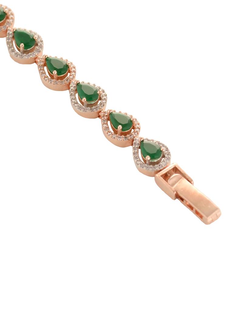 Rose Gold Plated Blue Ad Studded Wraparound Tennis Bracelet : SJBR1936