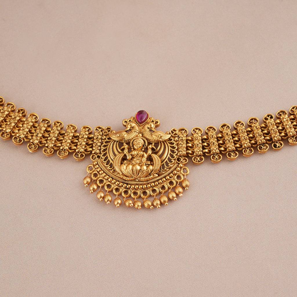 Stunning Antique Gold Stone Pendant Set With Earring : SJ362