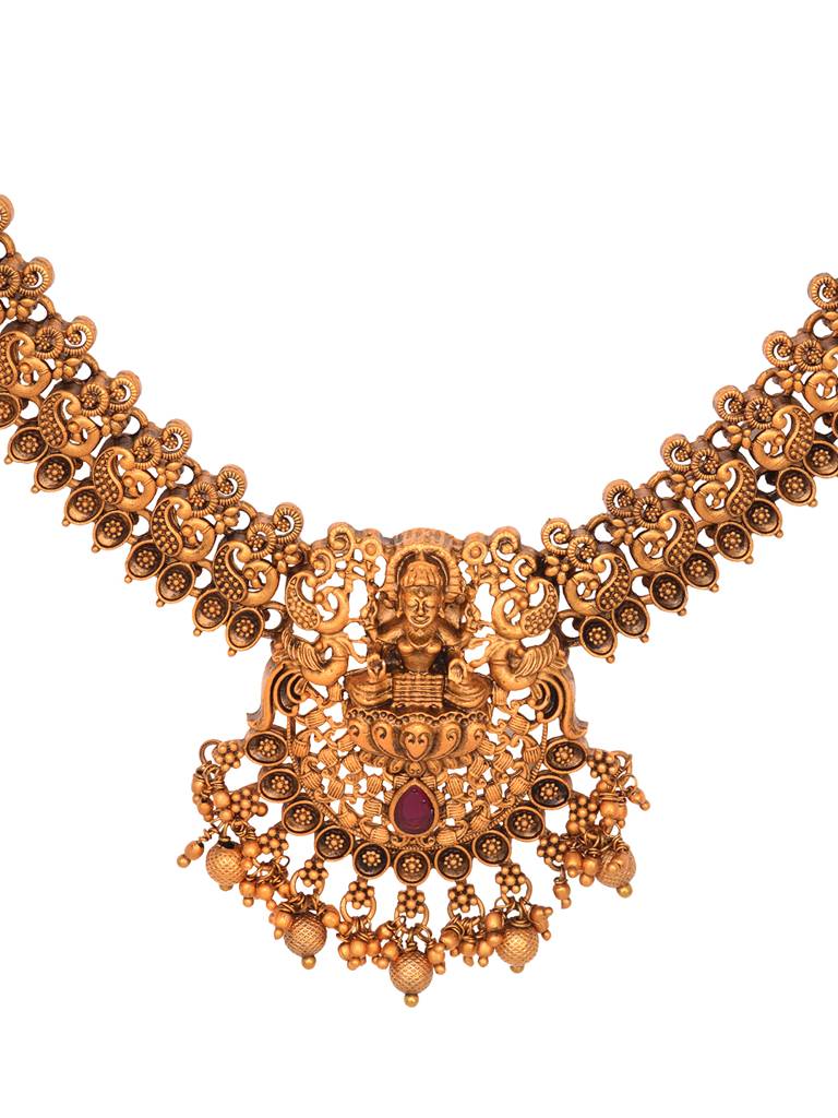 Gold Plated Goddess Lakshmi Filigree Temple  Jewellry  Set : SJNK1961