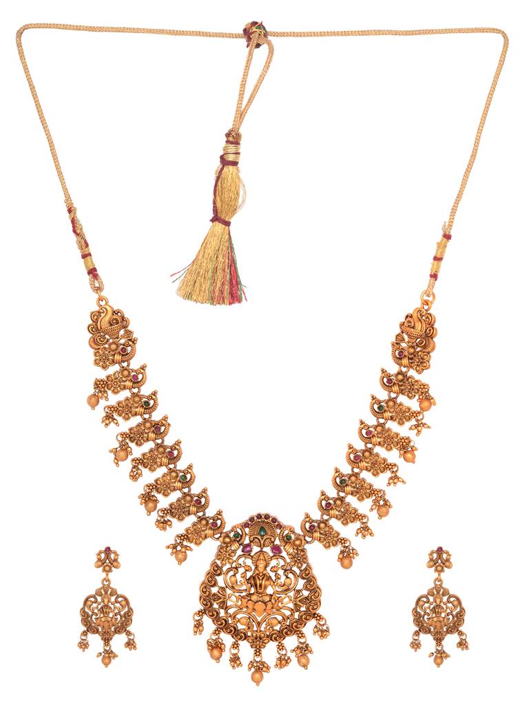 Gold Plated Lakshmiji Filigree Antique  Necklace  Jewellery Set : SJNK1963