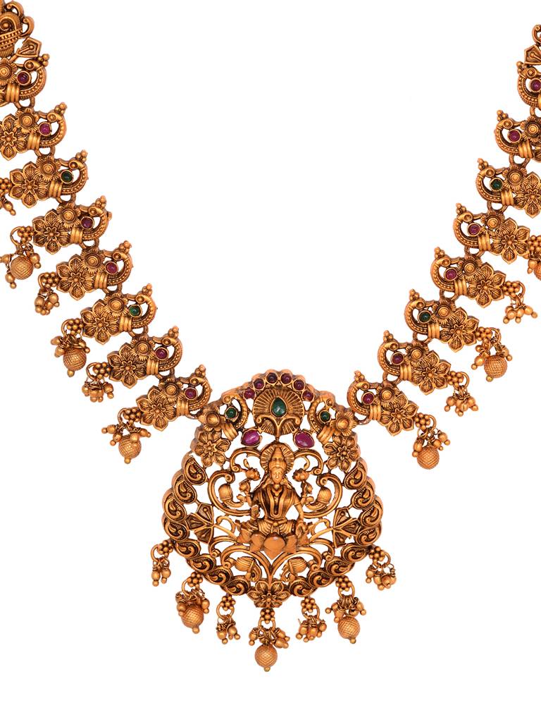 Gold Plated Lakshmiji Filigree Antique  Necklace  Jewellery Set : SJNK1963