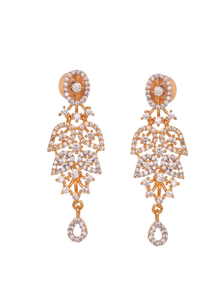 Gold Played Ad Studded Statement Floral Jewellery Set : SJNK1965
