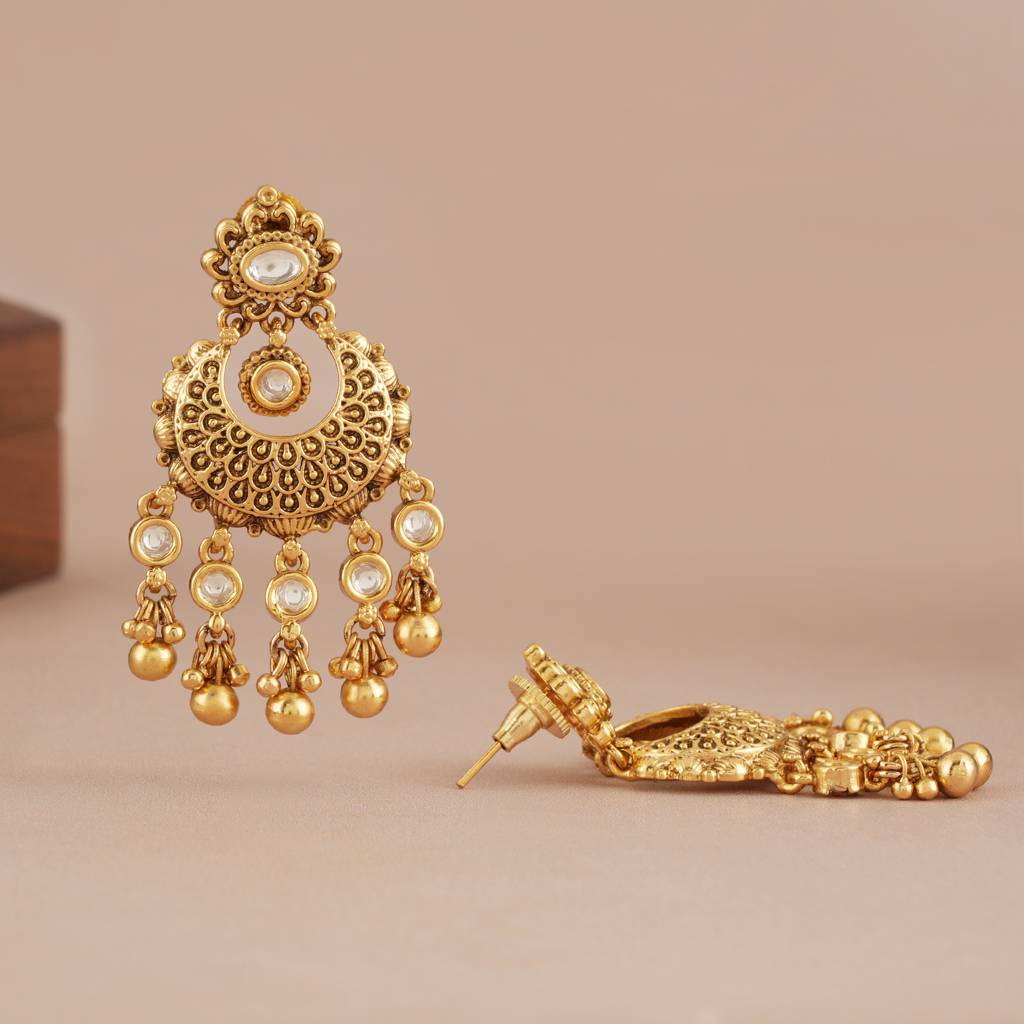Stunning Antique Gold Kundan Earring : SJ373