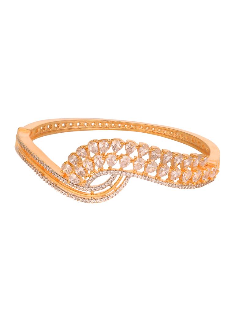 Gold Plated Ad Studded Modern Statement Handcrafted Bracelet : SJBR1969