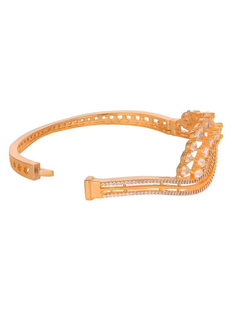 Gold Plated Ad Studded Modern Statement Handcrafted Bracelet : SJBR1969