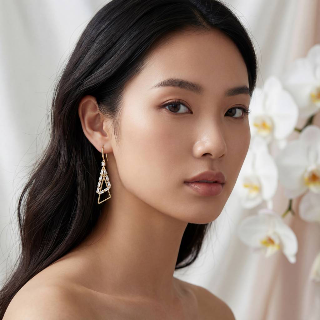 Korean Geometric Art Deco Dangle Earrings : YUFSER252