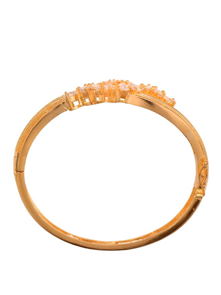 Gold Toned Ad Studded Floral Designer Handcrafted Bracelet : SJBR1970