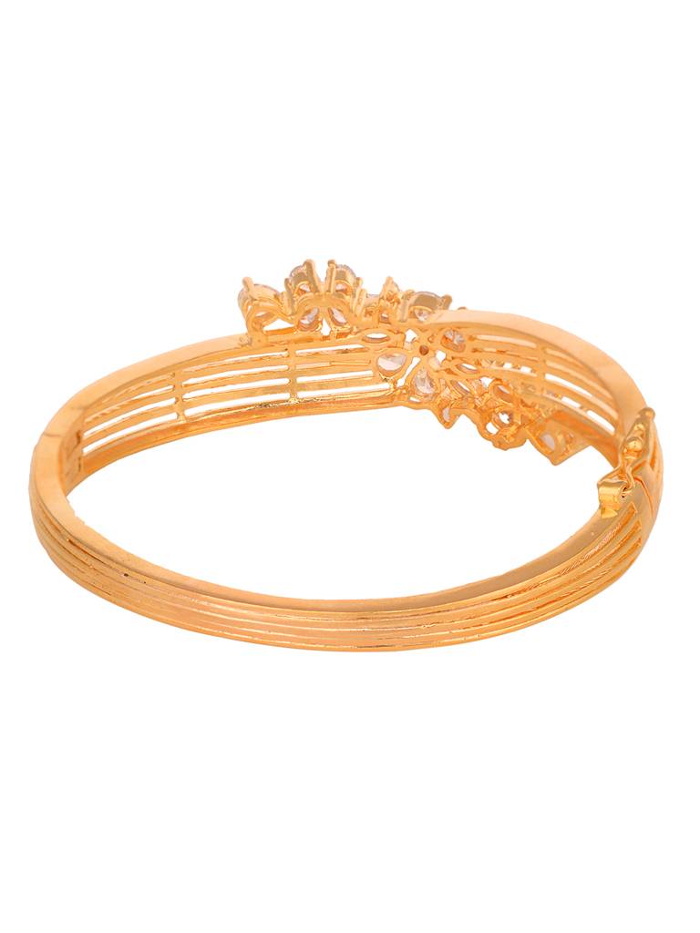 Gold Toned Ad Studded Floral Designer Handcrafted Bracelet : SJBR1970