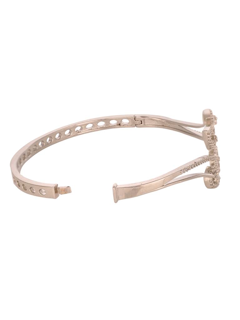 Silver Toned Ad Studded Statement Leaf Handcrafted Bracelet : SJBR1971