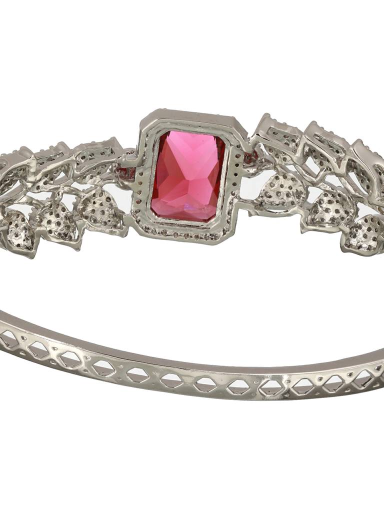 Silver Toned Red Ad Studded Statement Handcrafted Bracelet : SJBR1973