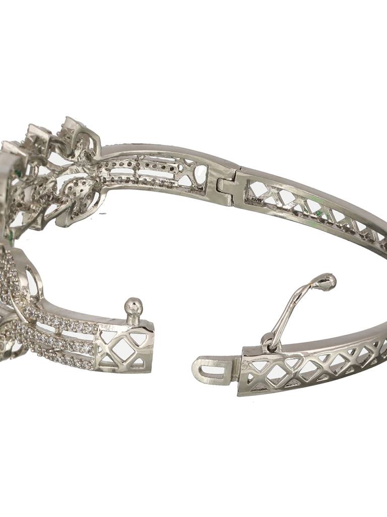 Silver Toned Green Ad Studded Designer Handcrafted Bracelet : SJBR1974