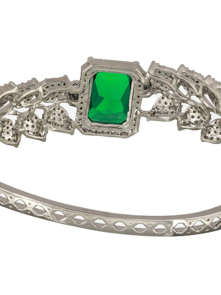 Silver Toned Green Ad Studded Designer Handcrafted Bracelet : SJBR1974