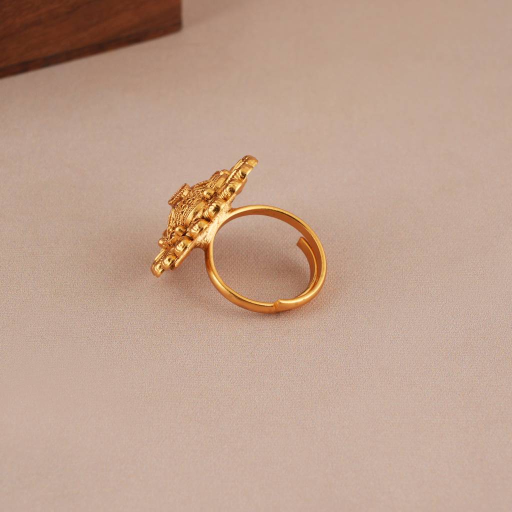 Cute Antique Gold Lord Ganesh Finger Ring I Temple Jewellery : SJ380