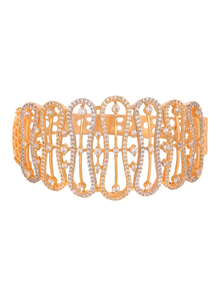 Gold Toned Ad Studded Luxe Handcrafted Bracelet : SJBR1975