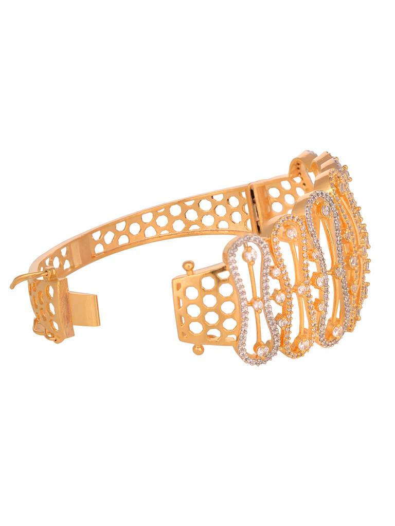 Gold Toned Ad Studded Luxe Handcrafted Bracelet : SJBR1975