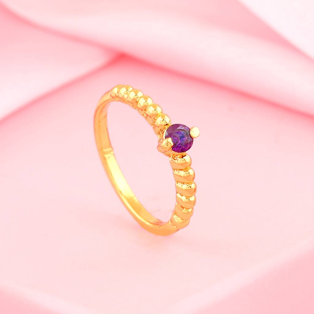 Estele Gold Plated Exquisite Finger Ring With Violet Stone For Women : 199RING