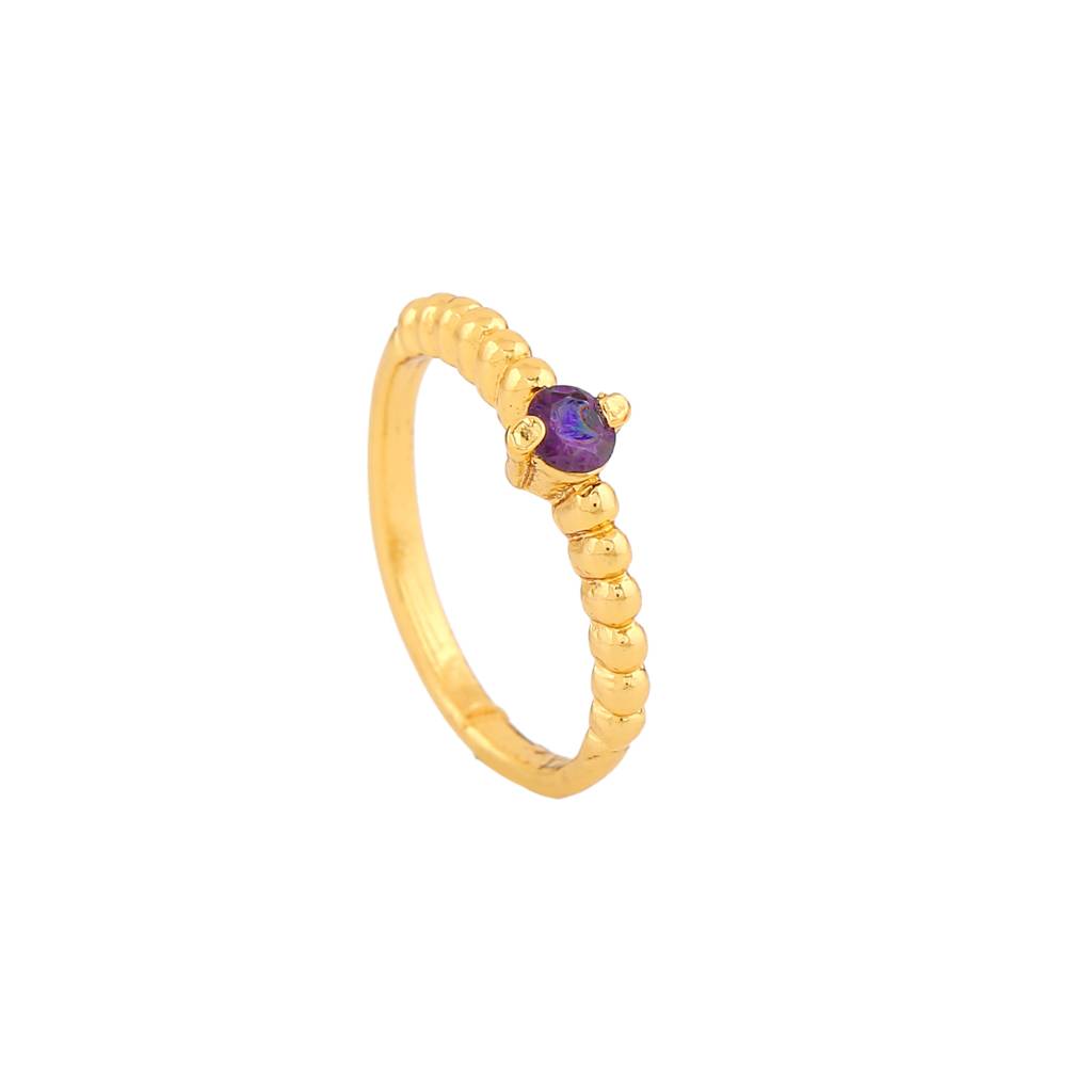 Estele Gold Plated Exquisite Finger Ring With Violet Stone For Women : 199RING