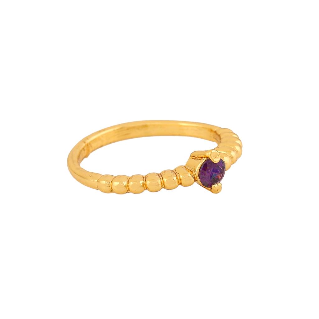 Estele Gold Plated Exquisite Finger Ring With Violet Stone For Women : 199RING