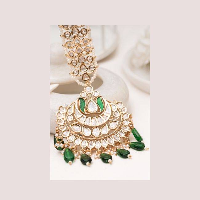 Sitara Polki Green Maangtikka : PA-115