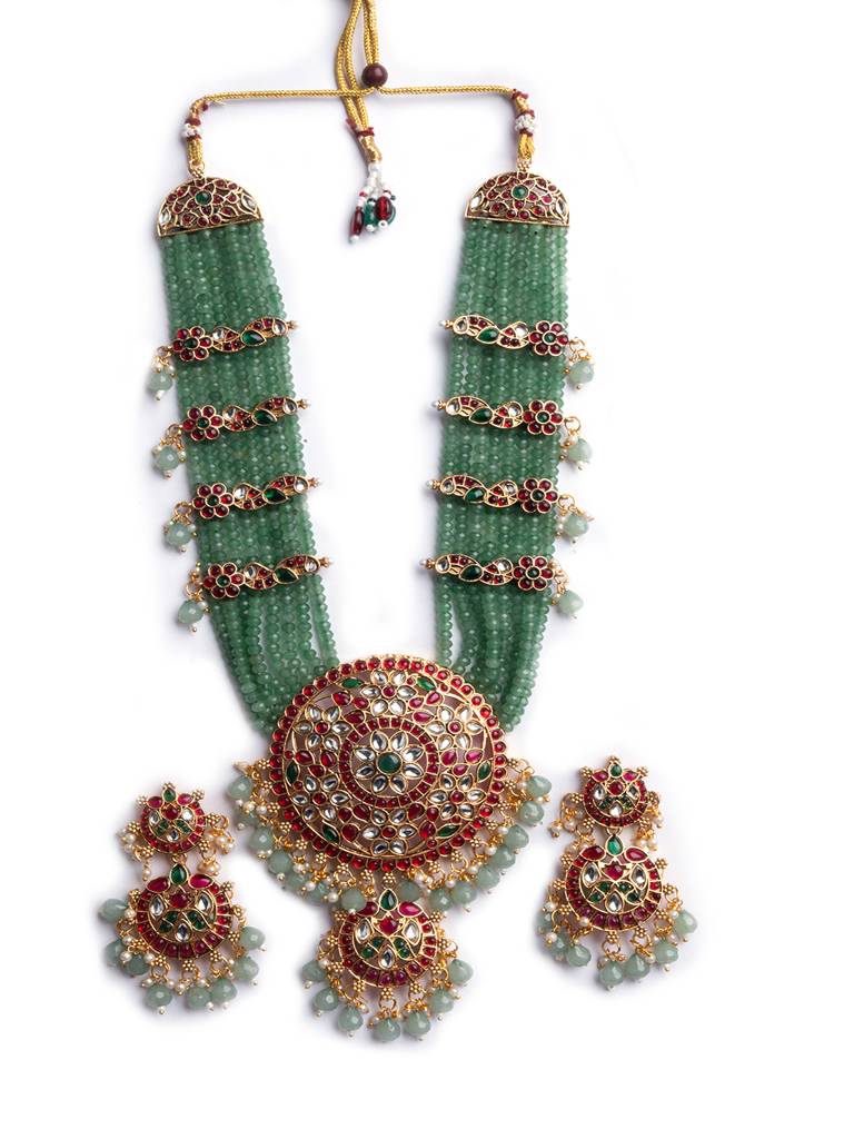 Multicolor Kemp Jadau Bridal Haram Set : SATJS351