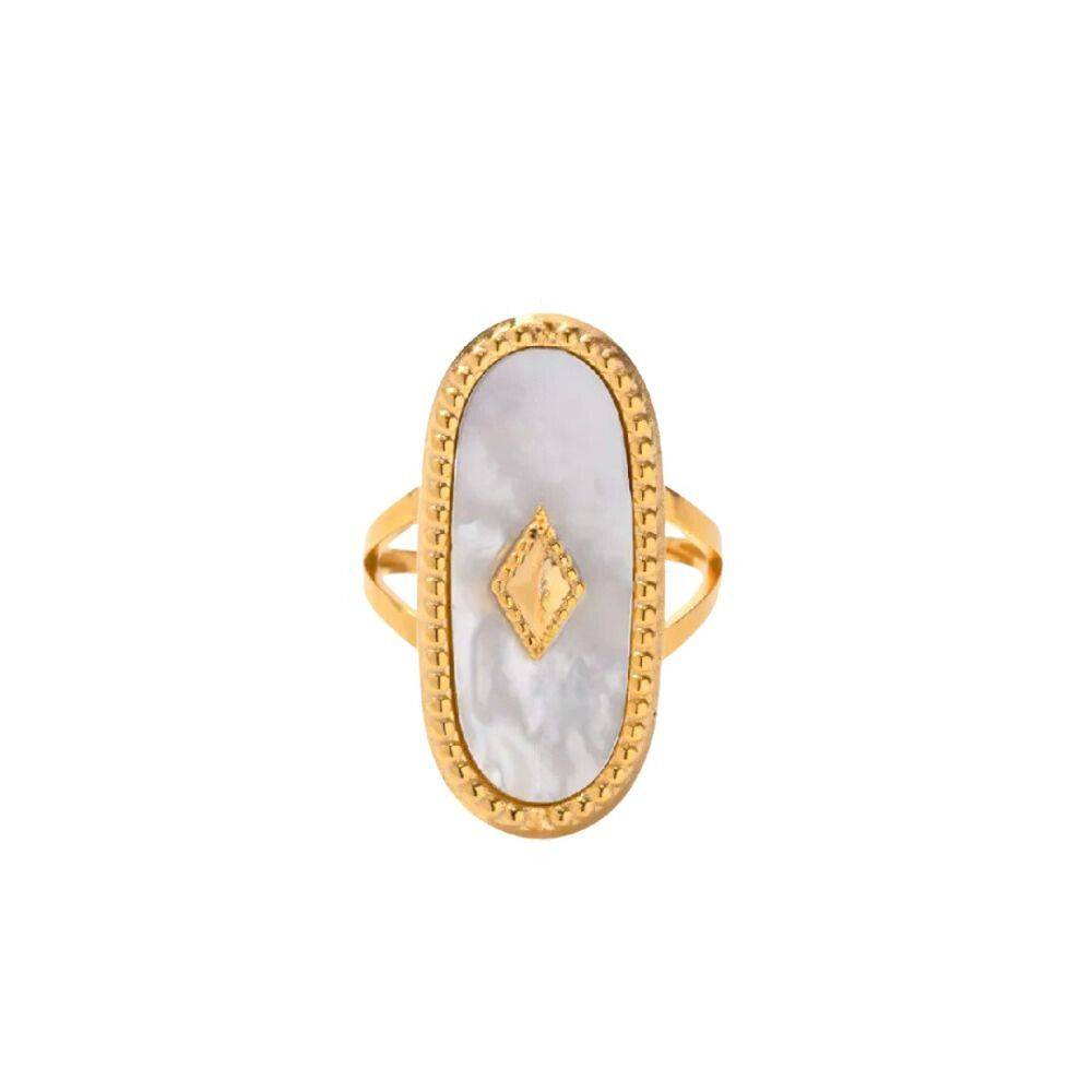 18Kt Gold Plated Vintage African Stone Ring, Aradhana : INARADHANA-W