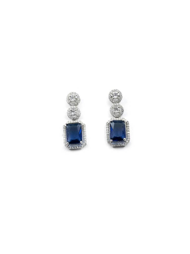 Silver Minimalist Ad Stud Earrings : ADEarrings10Blue