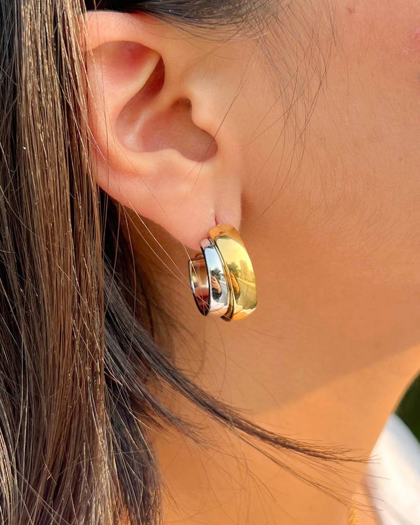 18K Gold Plated Bri Two Toned Earrings : E86