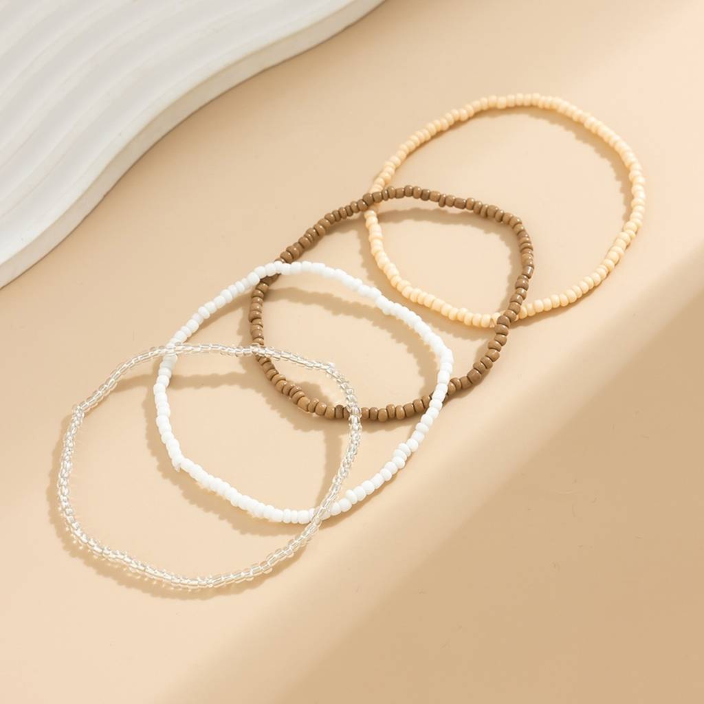 Multicolor Stretchable Bohemian Boho Elasticated Beaded Anklets : AMU0125AN892BR