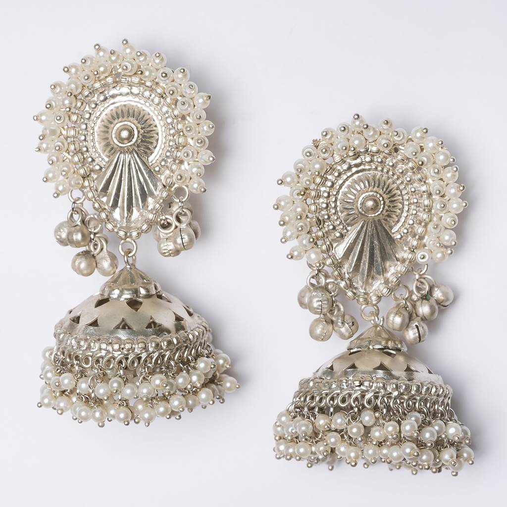 Lookalike Silver Plated Premium Dangler Jhumka Earring : HK-780-L