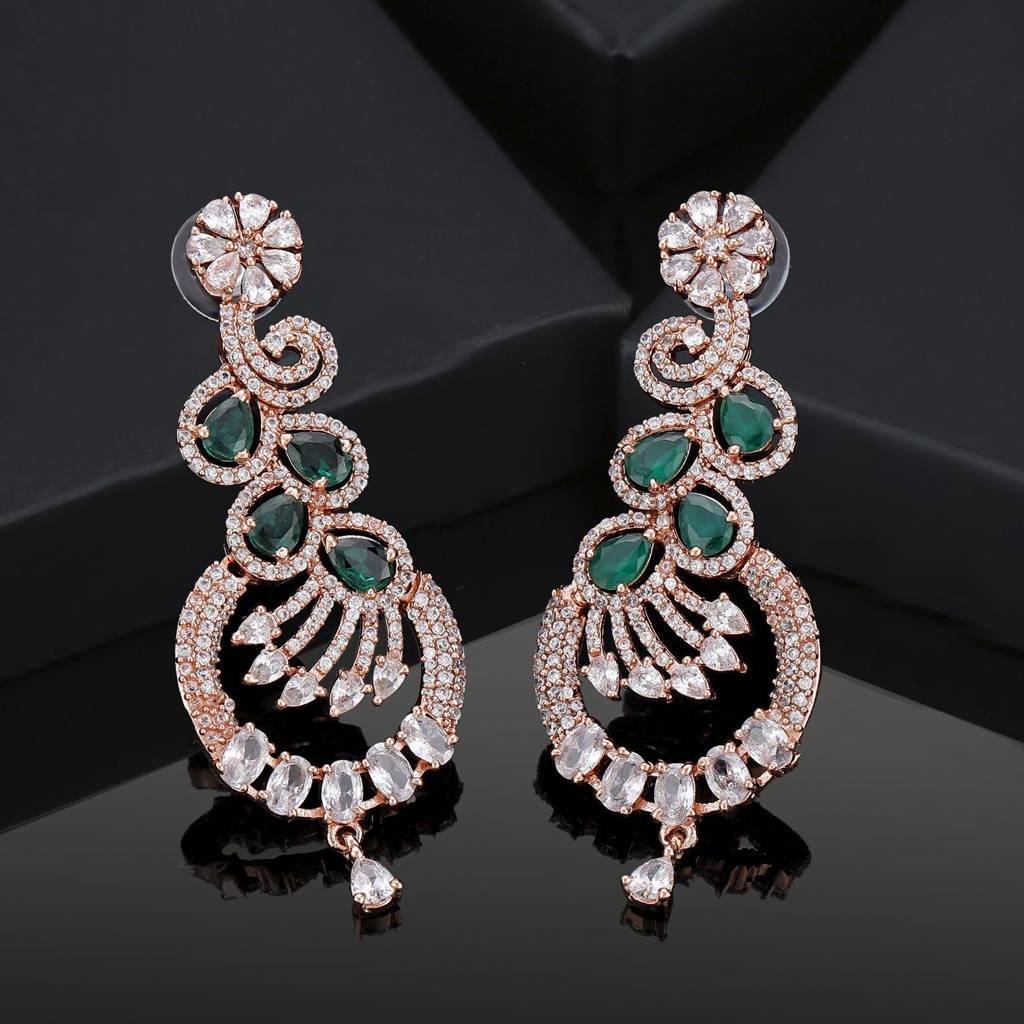 Estele Rose Gold Plated Cz Sparkling Earrings For Women