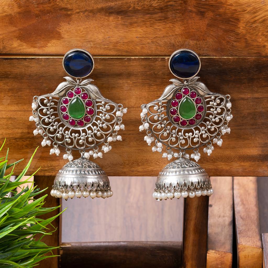 Oxidised Chandbali Style Jhumka Earring : HK-780-L-1