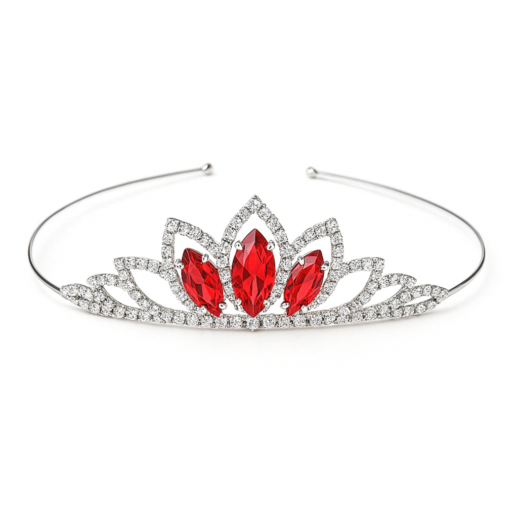 Silver Crystal Tiara For Women  Elegant Rhinestone Flower Crown Headband For Brides, Weddings, Prom & Pageants : M4SK-RED-MARKIS