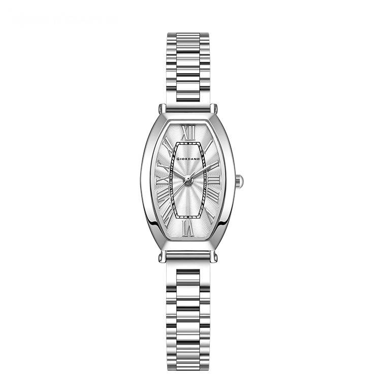 Giordano Silver Oval Shape Dial Watch For Women – Elegant Roman Numerals, Stainless Steel Strap, Sleek Analog De : GZ-60100-11