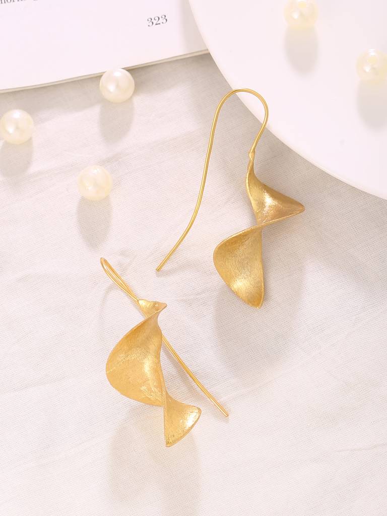 Handcrafted 18K Gold Plated Spiral Danglers : ABRKE06