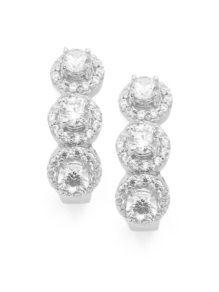 925 Sterling Silver Swiss Zirconia Hoop Noelle Earring With Screw Back Gift For Women And Girls : CSWZHDE9