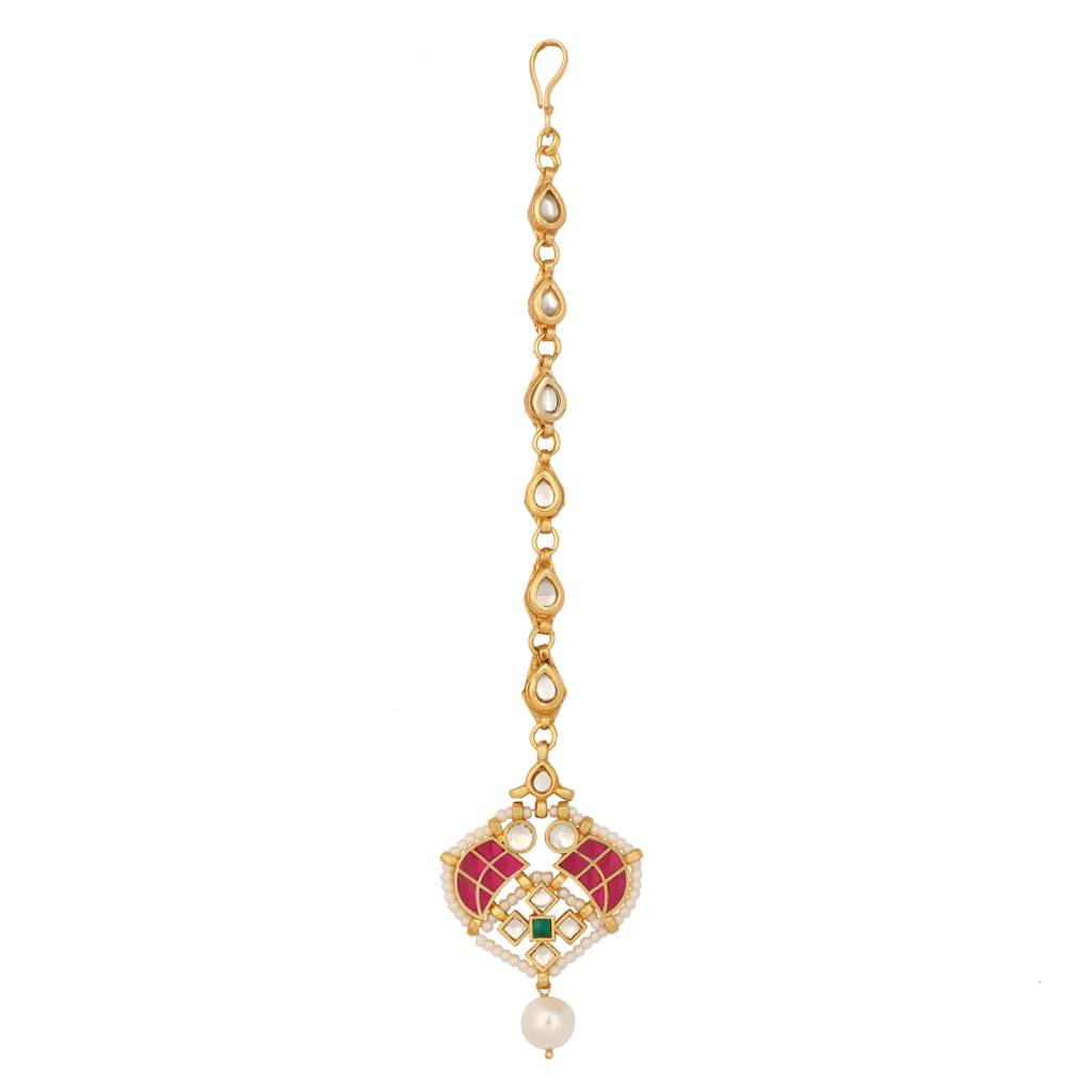 Pearl & Enamel Grace Minimal Maang Tikka : YI24A0439H